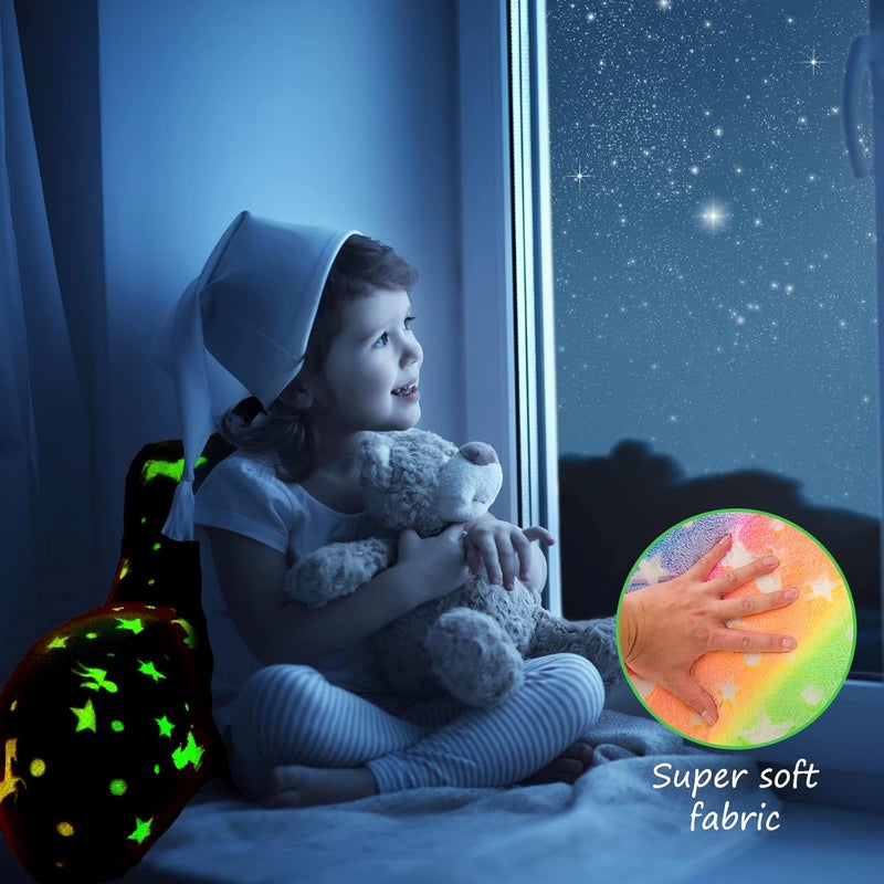 Aimuan Reading Pillow Glow in The Dark Bed Rest Wedge Kids Glow Backrest Pillow Dinosaur Print with Arms Back Support for Sitting Up in Bed Cushion, Pink-Yellow - Image 2